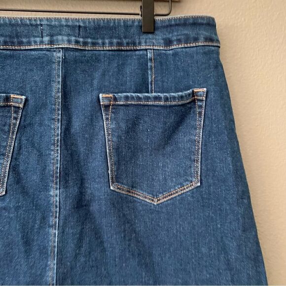 LOFT mini Denim Button Down Stretch Jean Skirt - Picture 4 of 11